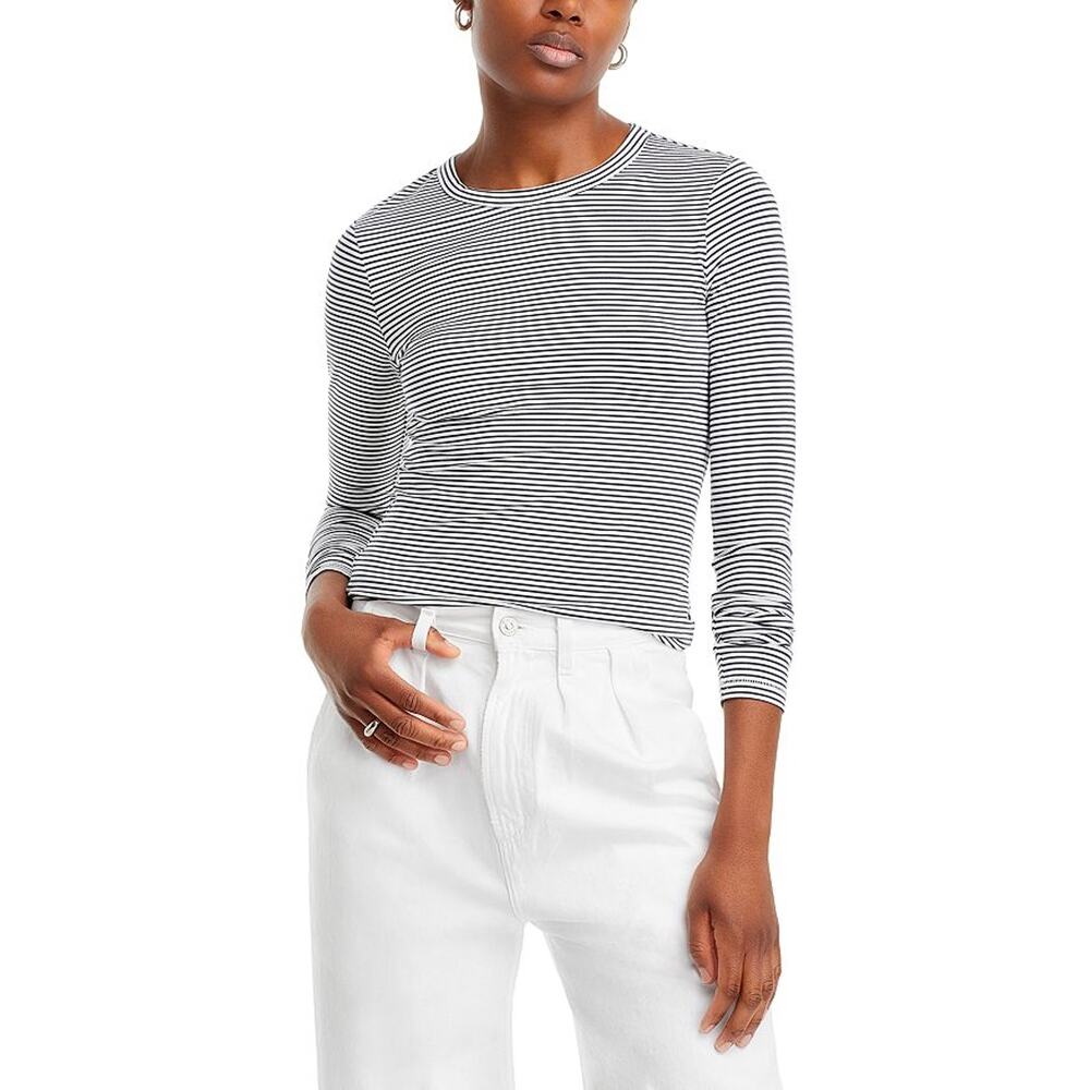 Rag & Bone 'Luca' Black Modal Stripe Long Sleeve … - image 1